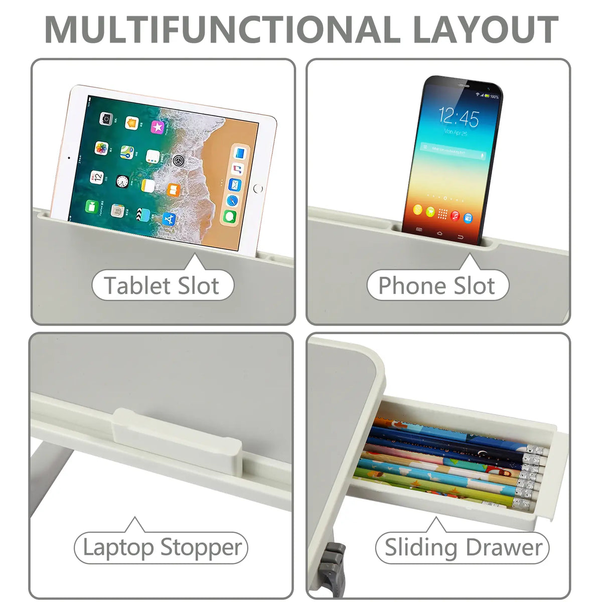 ⏰ Clearance sale ends today!💻 Adjustable Laptop Lap Desk with USB Ports, Mini Fan & LED Light | Foldable Bed Tray with Storage Drawer