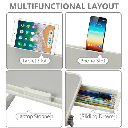 ⏰ Clearance sale ends today!💻 Adjustable Laptop Lap Desk with USB Ports, Mini Fan & LED Light | Foldable Bed Tray with Storage Drawer