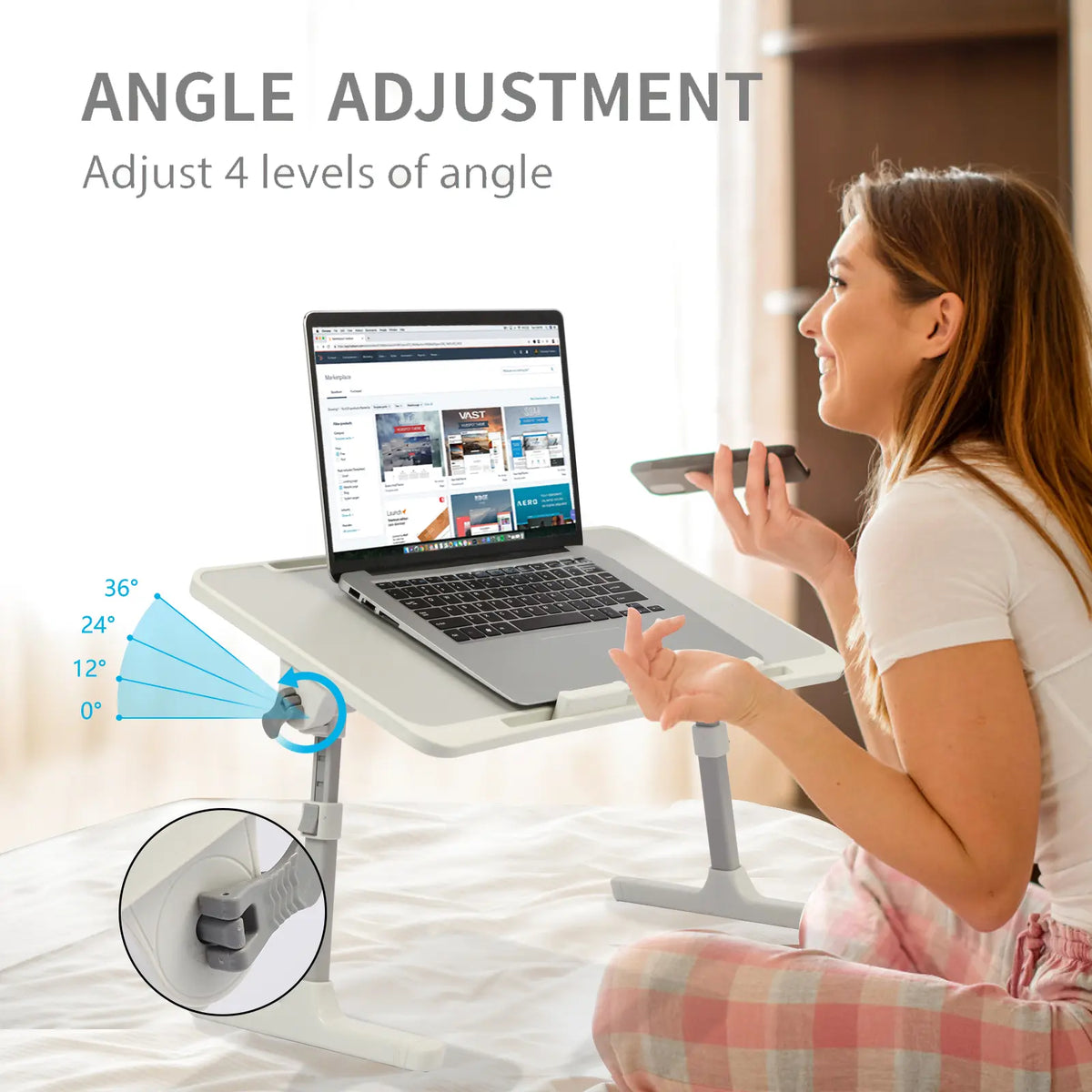 ⏰ Clearance sale ends today!💻 Adjustable Laptop Lap Desk with USB Ports, Mini Fan & LED Light | Foldable Bed Tray with Storage Drawer