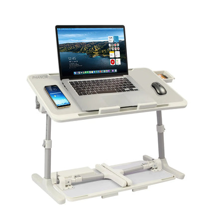 ⏰ Clearance sale ends today!💻 Adjustable Laptop Lap Desk with USB Ports, Mini Fan & LED Light | Foldable Bed Tray with Storage Drawer