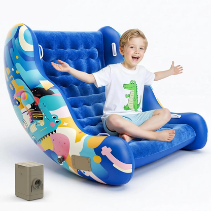 🧸 Inflatable Sensory Rocking Chair for Kids | Montessori Air Cloud Rocker Sofa for Ages 3–8,Sensory Room Supply for Autism ADHD, Premium Leak-Proof PVC, Portable Inflation, Self-Soothing Motor Skills Training Birthday Cool Gift.