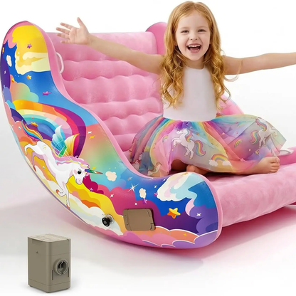 🧸 Inflatable Sensory Rocking Chair for Kids | Montessori Air Cloud Rocker Sofa for Ages 3–8,Sensory Room Supply for Autism ADHD, Premium Leak-Proof PVC, Portable Inflation, Self-Soothing Motor Skills Training Birthday Cool Gift.