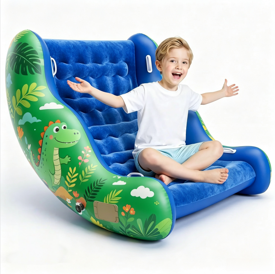 🧸 Inflatable Sensory Rocking Chair for Kids | Montessori Air Cloud Rocker Sofa for Ages 3–8,Sensory Room Supply for Autism ADHD, Premium Leak-Proof PVC, Portable Inflation, Self-Soothing Motor Skills Training Birthday Cool Gift.
