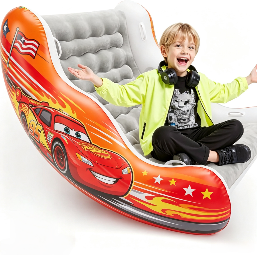🧸 Inflatable Sensory Rocking Chair for Kids | Montessori Air Cloud Rocker Sofa for Ages 3–8,Sensory Room Supply for Autism ADHD, Premium Leak-Proof PVC, Portable Inflation, Self-Soothing Motor Skills Training Birthday Cool Gift.