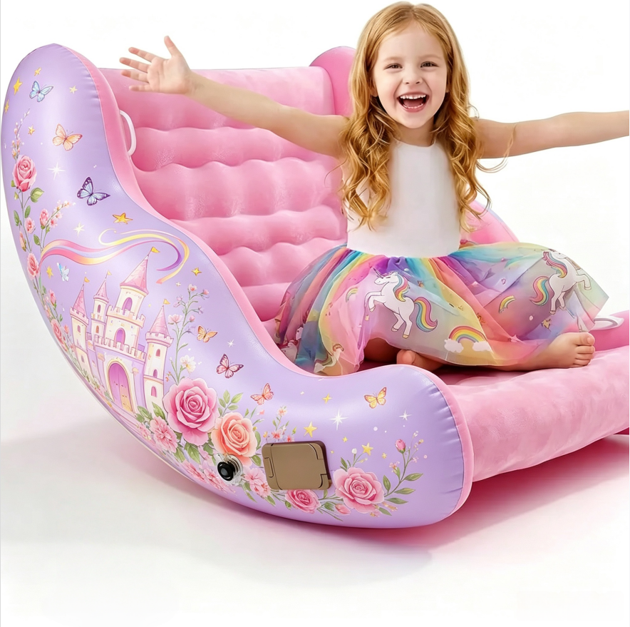 🧸 Inflatable Sensory Rocking Chair for Kids | Montessori Air Cloud Rocker Sofa for Ages 3–8,Sensory Room Supply for Autism ADHD, Premium Leak-Proof PVC, Portable Inflation, Self-Soothing Motor Skills Training Birthday Cool Gift.