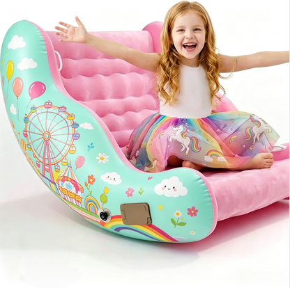 🧸 Inflatable Sensory Rocking Chair for Kids | Montessori Air Cloud Rocker Sofa for Ages 3–8,Sensory Room Supply for Autism ADHD, Premium Leak-Proof PVC, Portable Inflation, Self-Soothing Motor Skills Training Birthday Cool Gift.