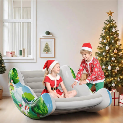 🧸 Inflatable Sensory Rocking Chair for Kids | Montessori Air Cloud Rocker Sofa for Ages 3–8,Sensory Room Supply for Autism ADHD, Premium Leak-Proof PVC, Portable Inflation, Self-Soothing Motor Skills Training Birthday Cool Gift.