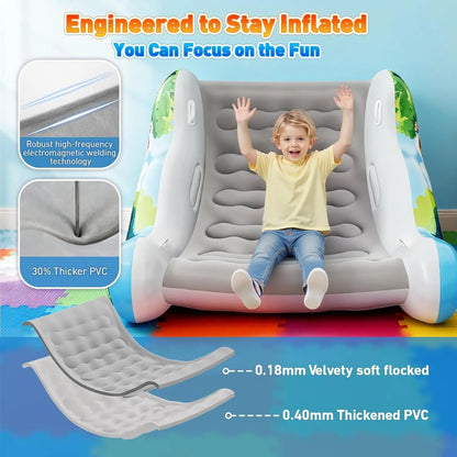 🧸 Inflatable Sensory Rocking Chair for Kids | Montessori Air Cloud Rocker Sofa for Ages 3–8,Sensory Room Supply for Autism ADHD, Premium Leak-Proof PVC, Portable Inflation, Self-Soothing Motor Skills Training Birthday Cool Gift.